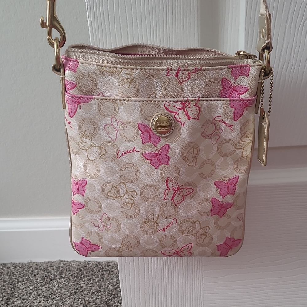 Coach Pink and Cream Butterfly Crossbody Bag